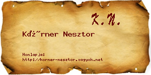 Körner Nesztor névjegykártya